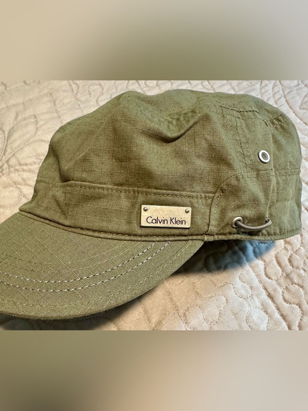 Calvin Klein Olive Green Canvas Cadet Cap